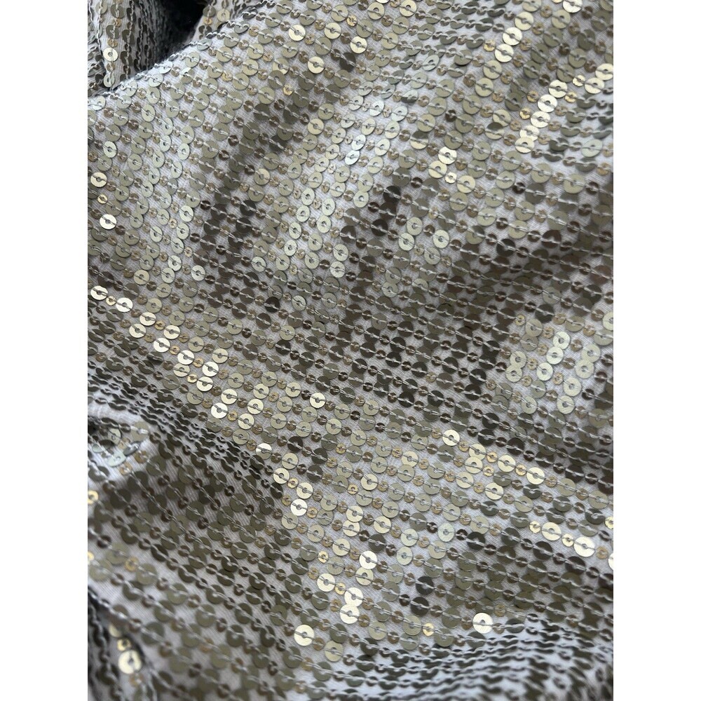 $149 Chico's Gold Sequins Cold Shoulder Knit Sheath Dress Size 1 Med Petite - Picture 6 of 7